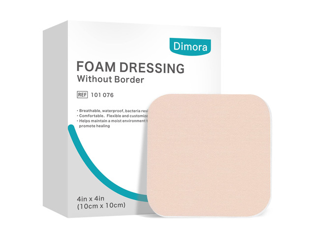 Foam Dressing, Sterile Non-Adhesive Hydrophilic Pads, Highly Absorbent 4'x4'(10 cm*10 cm) Pack of 10 Square Waterproof Dressing for Wound Care