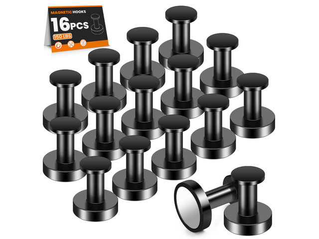 Magnetic Hooks 16 PCS 150lb Magnet Hook Cruise Cabins (Black) Essentials Heavy Duty Wreath Hanger Strong Magnets for Classroom Whiteboard Wreath...