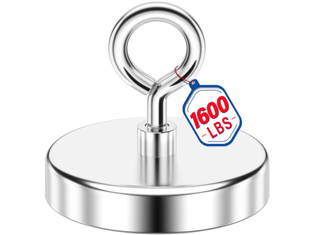 1600 LBS Heavy Duty Fishing Magnet, 4.72 Inch Neodymium Magnet Large Heavy Duty Magnet, High Power Metal Retrieval, Lifting Eye Bolt Design,...