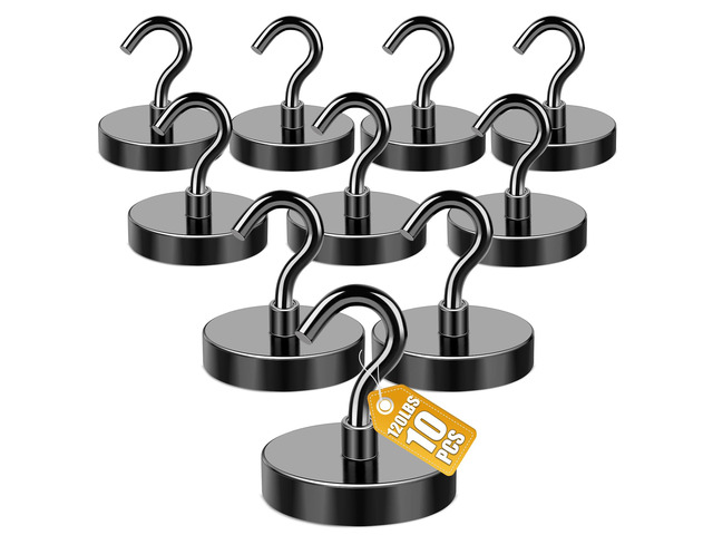Magnetic Hooks,120 LB Heavy Duty Magnet with Hook,10PCS Heavy Duty with Epoxy Coating for Refrigerator, Cruise, Grill, Kitchen,Home