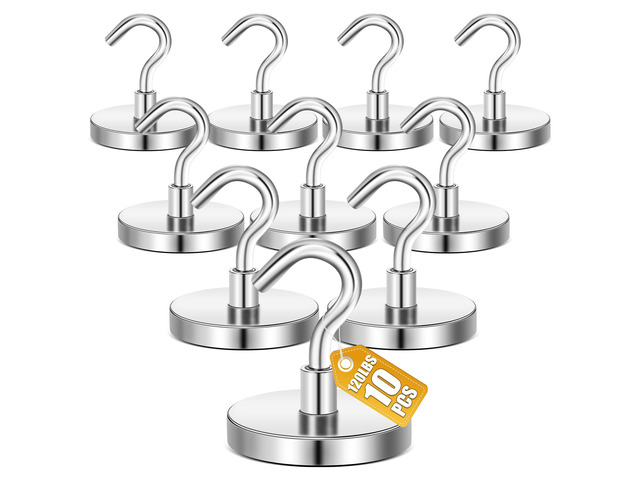 Magnetic Hooks,120 LBS Heavy Duty Magnet with Hook,10PCS Heavy Duty with Epoxy Coating for Refrigerator, Cruise, Grill, Kitchen,Home