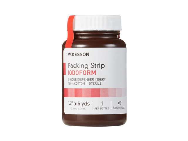 Packing Strip, Sterile, Cotton, Iodoform, 1/4 in, 12 ct 100% Cotton, 5 yds