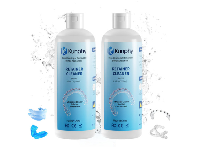 2 Pack Ultrasonic Retainer Cleaner Solution for Sonic Denture Cleaner-Professional Cleaning of Retainers, Invisible Aligners, Mouth Guards, Night...