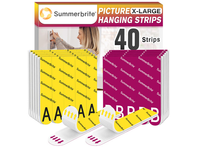 Picture Hanging Strips Heavy Duty XL 20 Pairs Damage Free Hanging Picture Hangers, Removable Hook and Loop Wall Strips, Frame Stickers No Nails for...