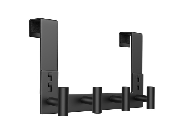 Door Towel Rack, Wooden Door Metal Hook, Heavy-Duty Storage Clothes Hanger, Outerwear Backpack (4 Hook, Fits 1-3/4'' Thick)