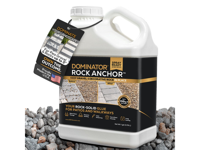 Rock Anchor 1 Gallon - Rock Glue for Landscaping Gravel & Stone, Ready to Spray, Locks in River Rock, Pea Gravel & Decorative Rock, Prevents...