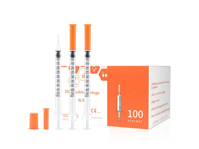 U-100 1/2ml 31ga 0.5cc 31G x 8 mm (5/16'), 100Pack Lab Disposable Dispensing Supplies