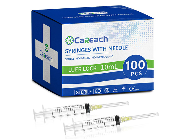 100pcs 10mL Syringe 20Gauge 1.5inch Luer Lock, Individually Wrapped