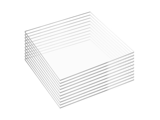 Pack of 10 Clear Cast Acrylic Sheet 12' x 12' x 1/8' Thick (3mm) Plexiglass Panel; Transparent Square; Plastic Board; for Sign, Craft, Display...