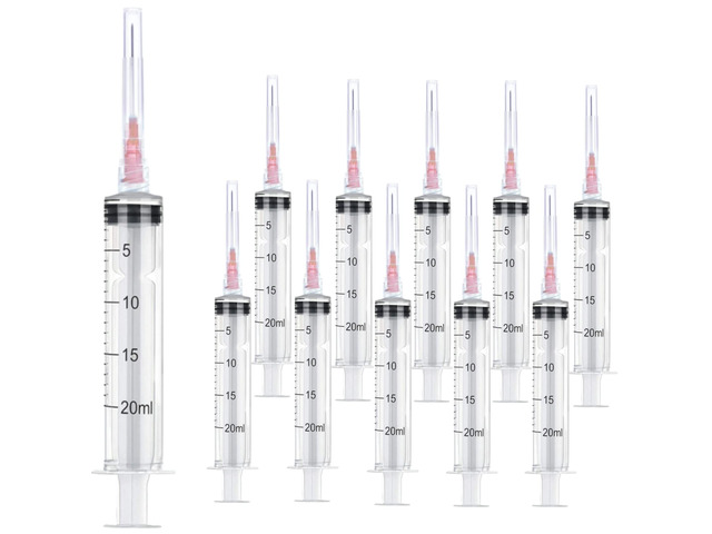 50 Pack 20ml 18Ga Lab Syringe Tools with Measurement, Individually Packed