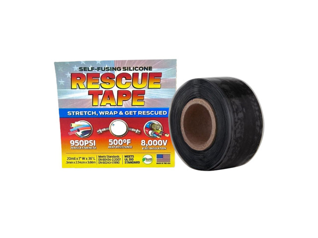 Rescue Tape, Self-Fusing Silicone Repair Tape, 1 in x 36 ft, Black Self-Fusing Silicone Tape, Waterproof Seal, Leak Repair, Heat Resistant,...