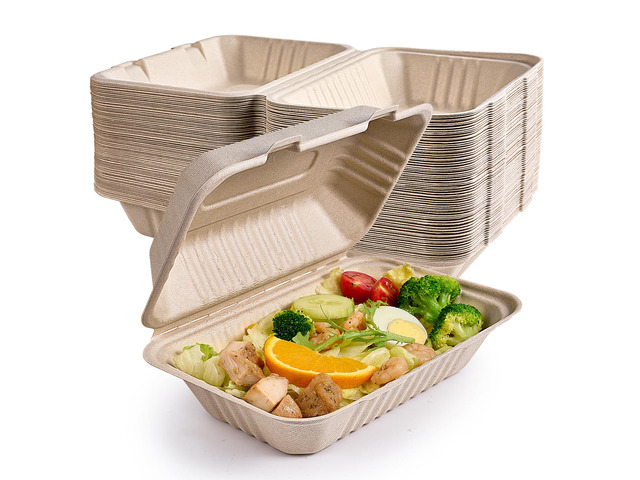 75 Pack Compostable Clamshell Take Out Food Containers, 9x6 inch Heavy-Duty Disposable To Go Boxes, Eco-Friendly Biodegradable To Go Containers For...