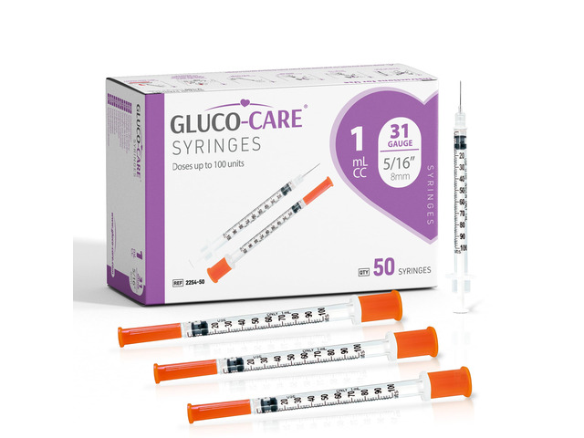 1ml /cc Syringes 31G x 5/16 (8mm), Orange Cap, Box of 50 pcs Fine Tip, Home & Lab Use, Clear Barrel, Bold Scale, Smooth Plunger Movement with...