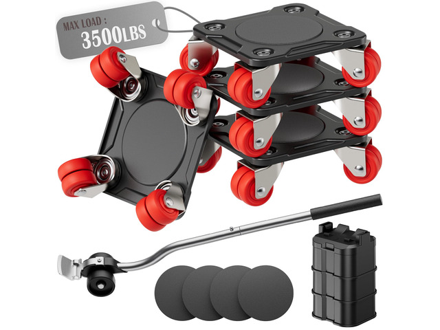 Heavy Duty Furniture Movers with 8 Wheels Dual-Wheel Caster Square Dollies with Furniture Lifter & Base,360° Swivel Casters,Non-Slip Pads,Up to...