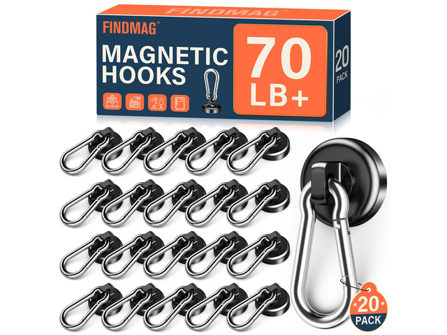 Magnetic Hooks for Cruise Cabins, 20 Pack Magnetic Hook, 70 LBS Magnetic Hooks for Hanging, Magnet with Hook for Kitchen, Office, Home, School, Black
