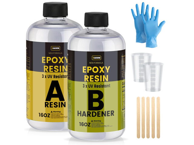 32OZ 3X UV Resistant Crystal Clear Epoxy Resin Kit, 1:1 High Gloss Non-Yellowing Formula, Bubble-Free, Self-Leveling, Art, Crafts, Jewelry,...