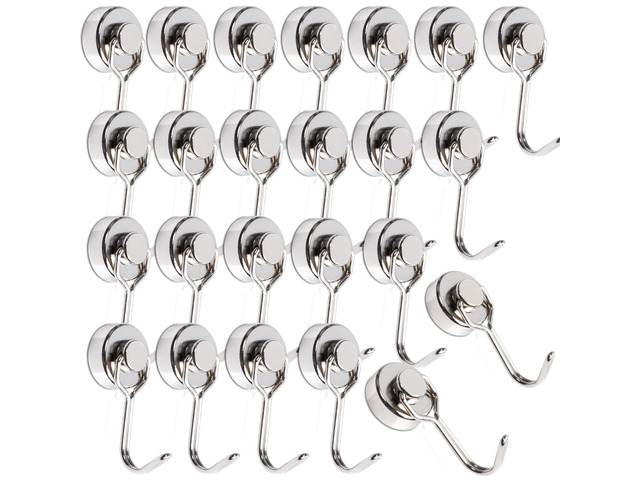 24 Pack Swivel Swing Magnetic Hooks, Strong Neodymium Magnetic Hooks Heavy Duty for Hanging, Rare Earth Magnet Hagner for Grill Classroom Cruise...