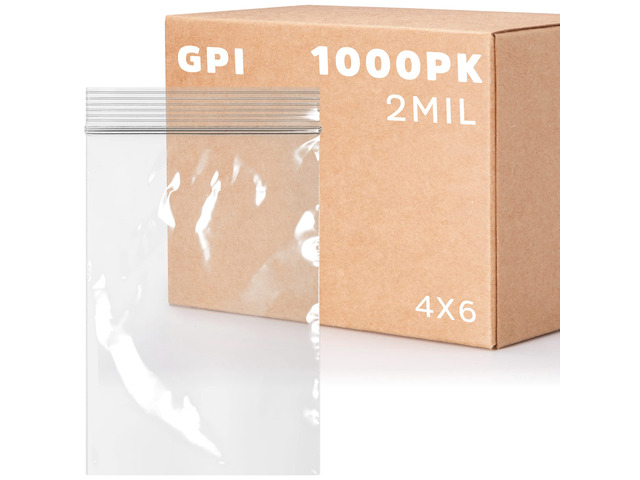 Clear Plastic Reclosable Zip Bags - Bulk Case of 1000, 4' x 6' 2 mil Thick Strong & Durable Poly Baggies With Resealable Zip Top Lock For Travel,...