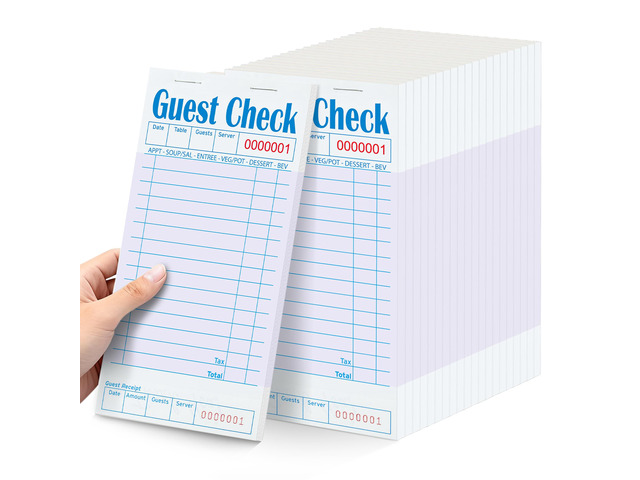 20 Pack/1000 Tickets Guest Checks Books for Servers, Purple