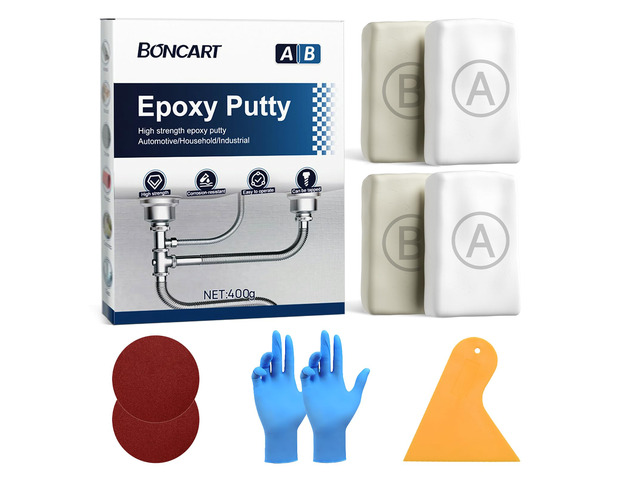 High Strength AB Epoxy Putty, 400g Steel Reinforced Repair Filler Waterproof, Multi-Purpose, for Metal, Wood, Tile & Ceramics, Ideal for Bonding,...