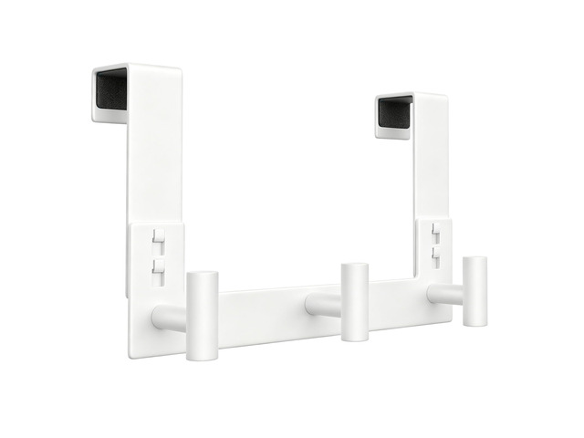 White Over The Door Hooks, Stainless Steel-Heavy Duty Door Coat Hanger for Bathroom, Towle (3 Hook, Fits 1-3/4'' Thick)