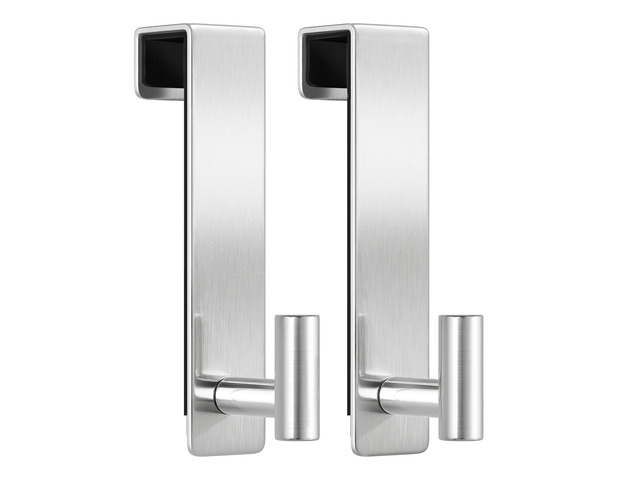 Heavy Duty Over Door Hooks - Fits 1.77' Wide Hanger, Towel Door Hook for Clothes, Robe, Coats, Bags (Silvery, T Shape 2 Pack, Fits 1-3/4'' Thick)