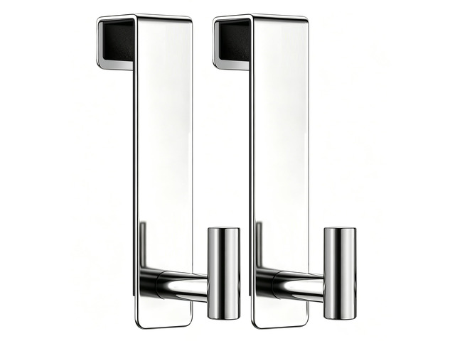 Over Door Hooks, Metal Door Hook for Hanging, Door Rack for Towel, Bathroom,Bedroom,Holder for Clothes (Polished Chrome, T Shape 2 Pack, Fits...