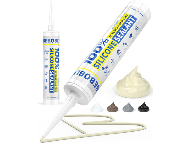 Silicone Caulk & Sealant Almond, 100% Waterproof Silicone Sealant, Shrink & Crack Proof, Silicone Caulking for Kitchen, Bathroom, RV, Interior &...