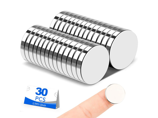 Small Magnets, 30 Pack Refrigerator Magnet 20x3mm Rare Earth Magnets Neodymium Magnet for Crafts, Whiteboard, Kitchen Cabinet