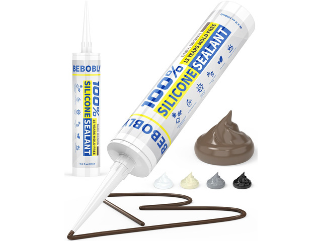 Silicone Caulk & Sealant Brown, 100% Waterproof Silicone Sealant, Shrink & Crack Proof, Silicone Caulking for Kitchen, Bathroom, RV, Interior &...