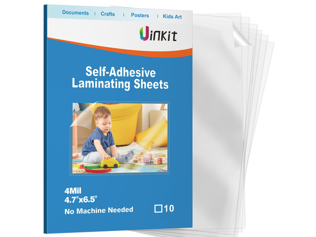 4Mil Self-Adhesive Laminating Sheets, 4.3 x 6.3 Inches 10 Pack for 4x6 Photos, Recipe Cards & Polaroids, Heat-Free, Acid-Free, No Machine Needed,...