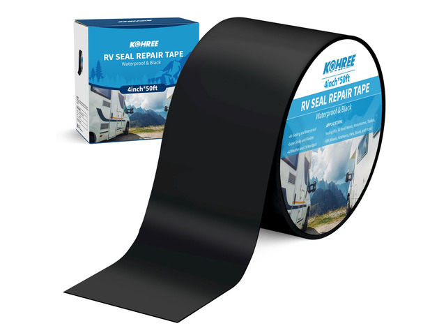 Butyl Sealant Tape, 4 Inch x 50 Foot RV Roof Tape Black Butyl Sealant Waterproof Roofing Tape, UV & Weatherproof, for RV Repair, Window, Boat,Truck...