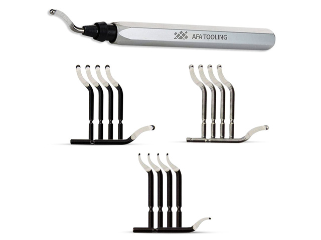 Deburring Tool, 16 Blades, Silver CNC Anodized Aluminum Handle Built for 3D printing, metal, PVC, copper and plastic; three M2/M35 HSS types give...