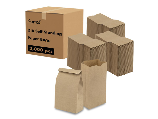 2lb Paper Lunch Bags - Kraft, 2,000 Count - Versatile Paper Bags for Small Business, Snacks, Popcorns or Party Favor - Sturdy, Self-Standing, Reusable