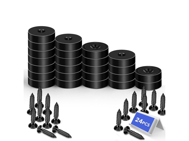 Strong Magnets Heavy Duty Screw On Neodymium 30LBS Magnet 24 Pack Rare Earth With Screw Hole Door Catch Adhesive Magnetic Locker Cabinet Round Wall...