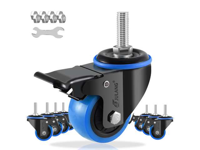 2 inch Stem Caster Wheels, 3/8' Threaded Stem Casters Set of 8 1160 Lbs, 3/8'-16x1', Smooth & Quiet-Rolling, Castor Wheels for Cart, Tool Box,...