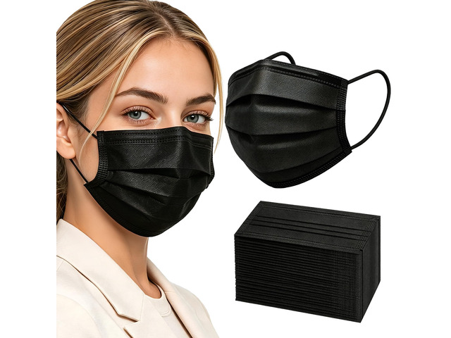 200pcs Disposable Face Masks, Black Mask, 3 Ply Disposable Masks Breathable Mask with Elastic Ear Loops for Adults, Great for Outdoors, Home,...