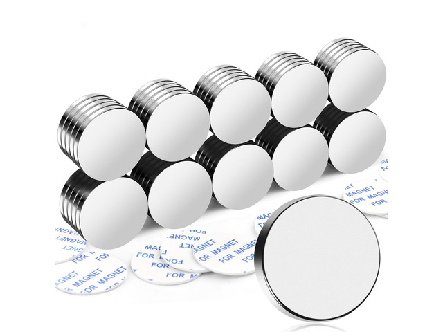 50 Pack Strong Magnets with Adhesive Backing Powerful 1.26'x0.12' Round Permanent Neodymium Disc Rare Earth Magnet for Fridge Whiteboard...