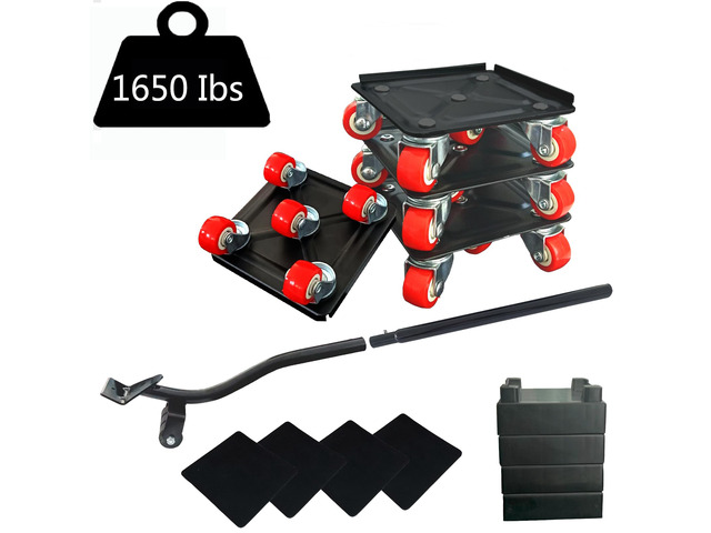 Furniture-Dolly-Furniture-Movers with-5-Wheels, Furniture Sliders Lifters Tool Set for Moving Heavy Duty, Furniture Dollies, Max Capacity 1650Ib Red