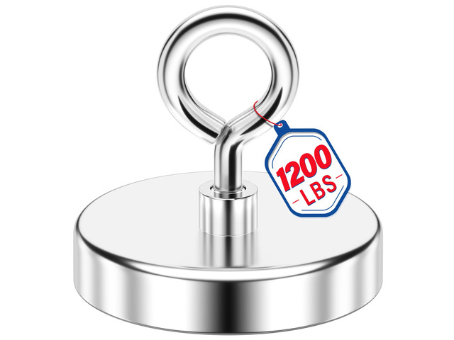 Fishing Magnet, 1200 lbs Heavy Duty Magnets, Neodymium Magnets Rare Earth Magnets, 4 in Diameter, Built for Metal Retrieval, Workshop Cleanup,...