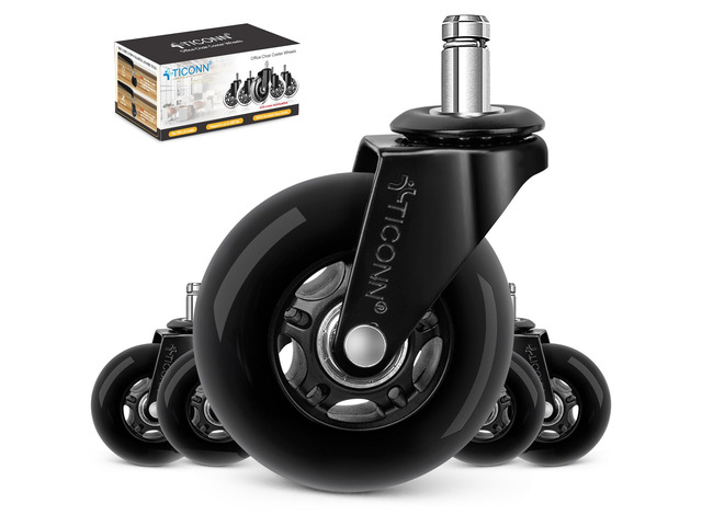 Office Chair Wheels, 3' Caster Wheels for Tile Carpets, Set of 5 650 lbs Weight Capacity, Smooth & Quiet Rolling, Scratch-Free Floor Protection,...