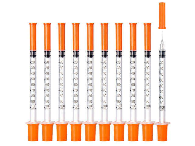 U-100 Syringes, 31G 5/16' (8mm) 1ml/cc Disposable Syringe, 100PACK Individual Wrapped