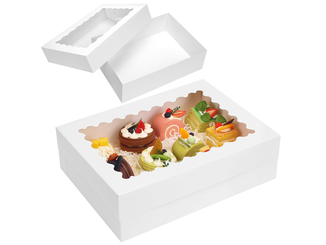 40pcs 14x10x4in Quarter Sheet Cake Boxes, Bakery Boxes with Window Rectangular Bakery Boxes with Window for Cake, Pastry, Donuts, Cookie, Cupcake &...