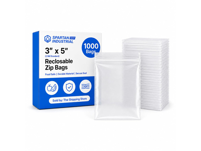 3 X 5 (1000 Count) 2 Mil Clear Reclosable Zip Plastic Poly Bags with Resealable Lock Seal Zipper
