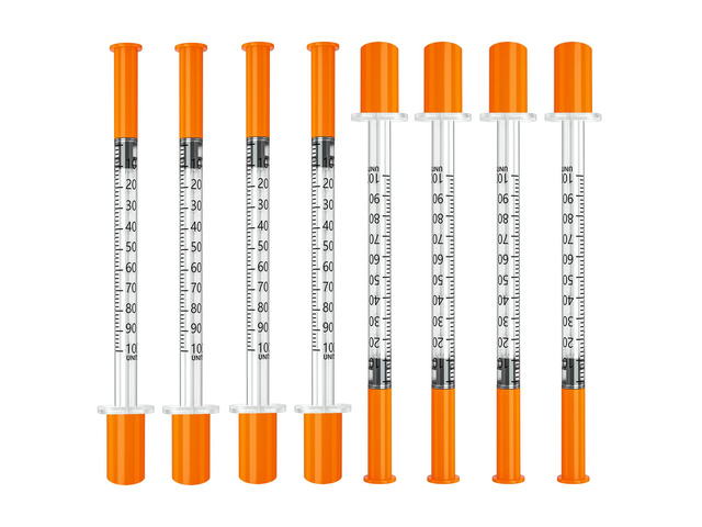 U-100 1ml/cc 30 Gauge 1/2 Inch Syringe, Orange Cap, Smooth Plunger, 100/box