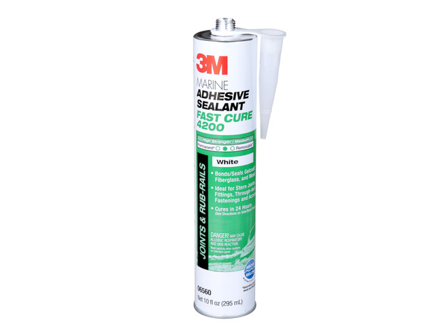 Marine Adhesive Sealant Fast Cure 4200FC, White, 295 mL Cartridge Semi-Permanent, Underwater-Safe, Flexible Bonds, Adhesive Sealant for Boats and...