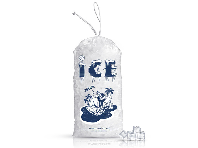 100 Pack Ice Bags 5 lb, Heavy Duty, Drawstring, 2 Mils Thickness Reusable Ice Cube Storage Bags, Plastic, Portable, for Home and Commercial Ice...