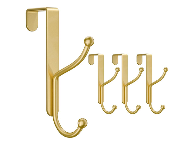 Over Door Hook 4-Pack, Heavy Duty Door Hanger, Fits Interior Doors 1.4 Inches Thick, Organize Coats, Hats, Towels, and Bags for Entryways,...
