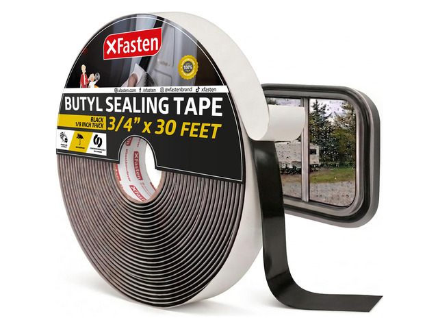 Butyl Sealing Tape, Black, 1/8-In x 3/4-In x 30-Foot Plumbers Putty, RV Sealant, Boat Sealing, EDPM Butyl Tape