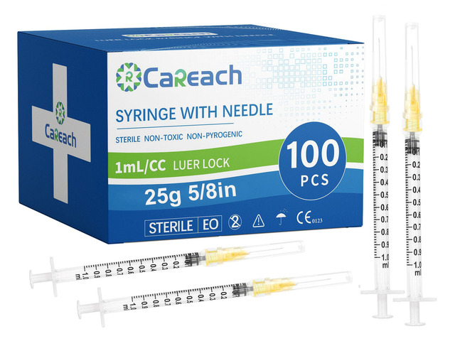 100Pack 1mL 25G 5/8in Luer Lock Refilling Ink Individually Packaged